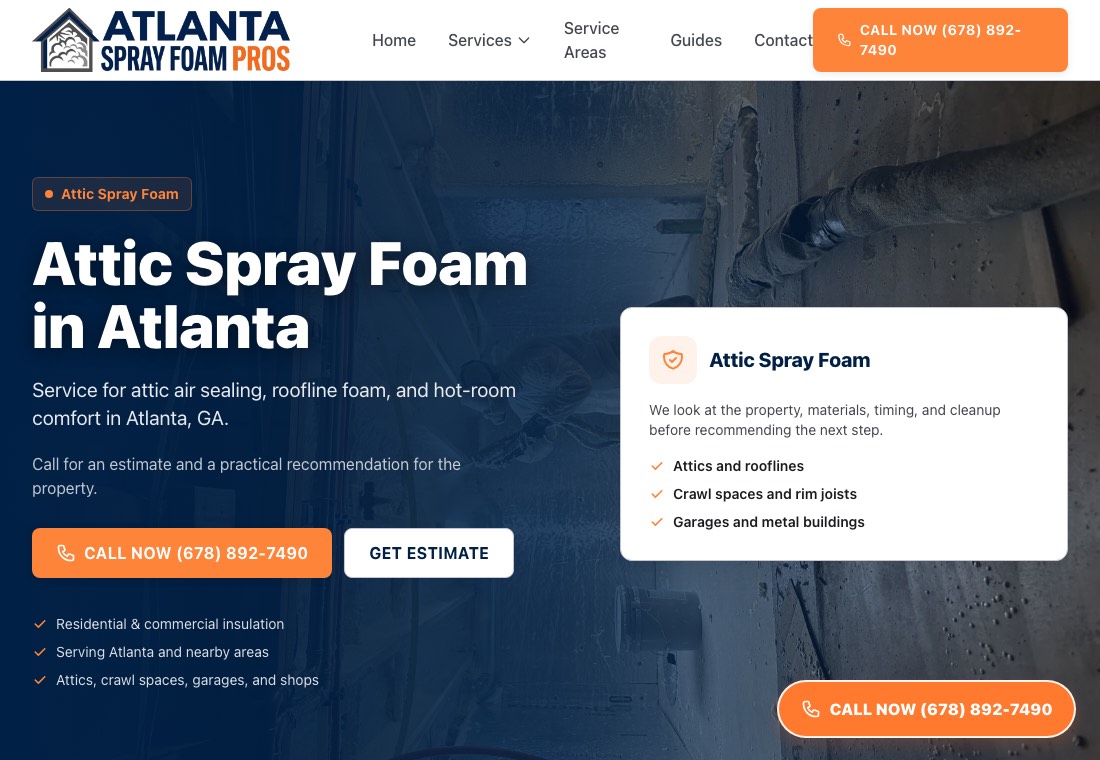 Attic spray foam screenshot for Atlanta Spray Foam Pros