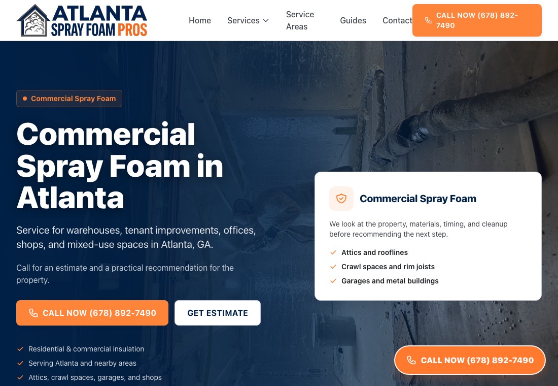 Commercial spray foam screenshot for Atlanta Spray Foam Pros