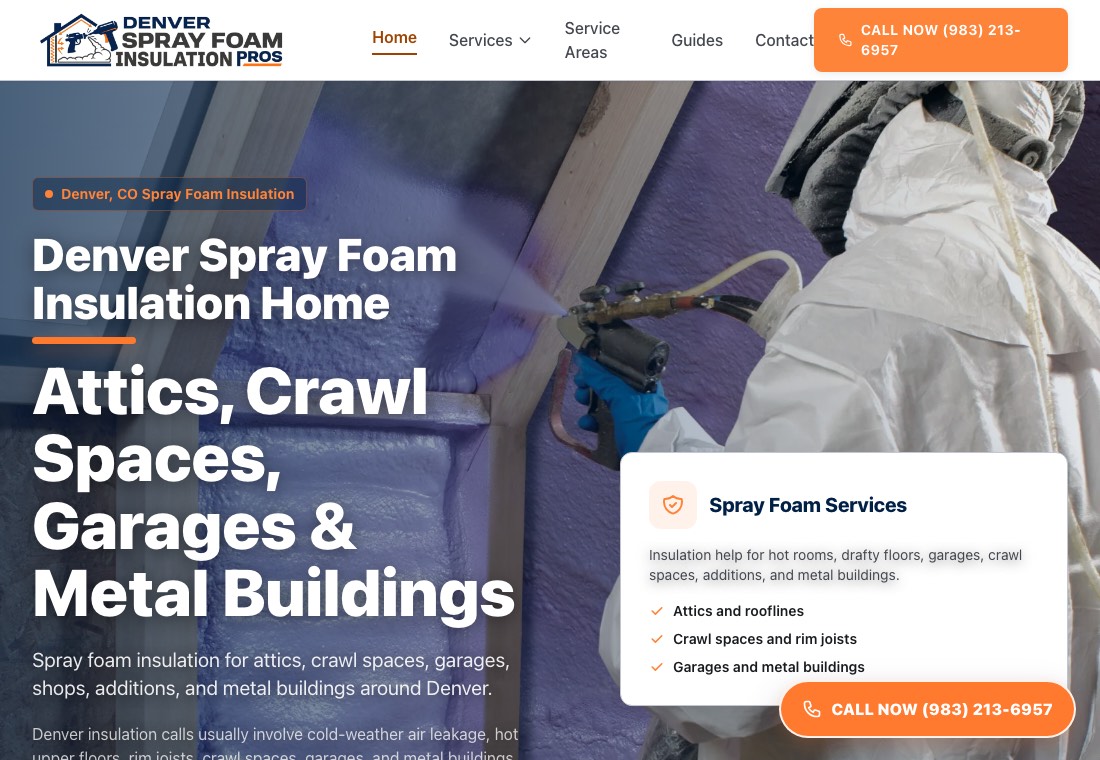 Homepage screenshot for Denver Spray Foam Insulation Pros