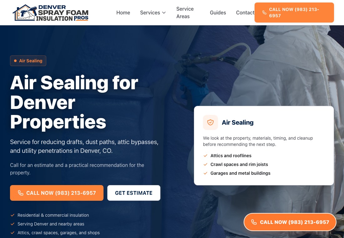 Air sealing screenshot for Denver Spray Foam Insulation Pros