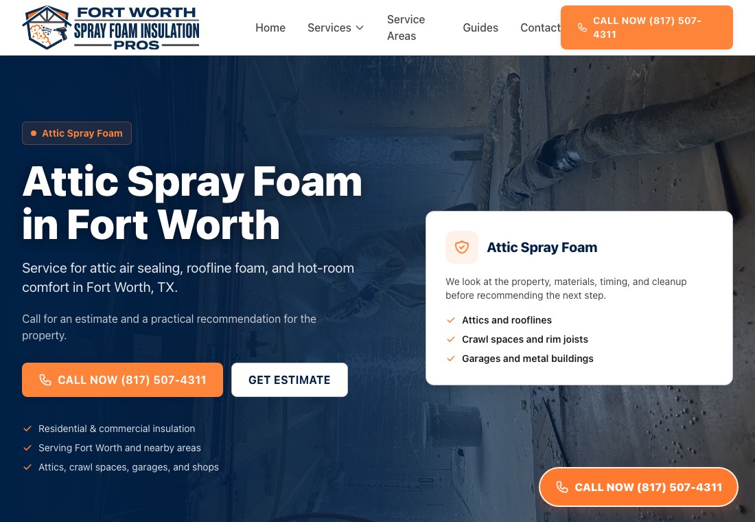 Attic spray foam screenshot for Fort Worth Spray Foam Insulation Pros