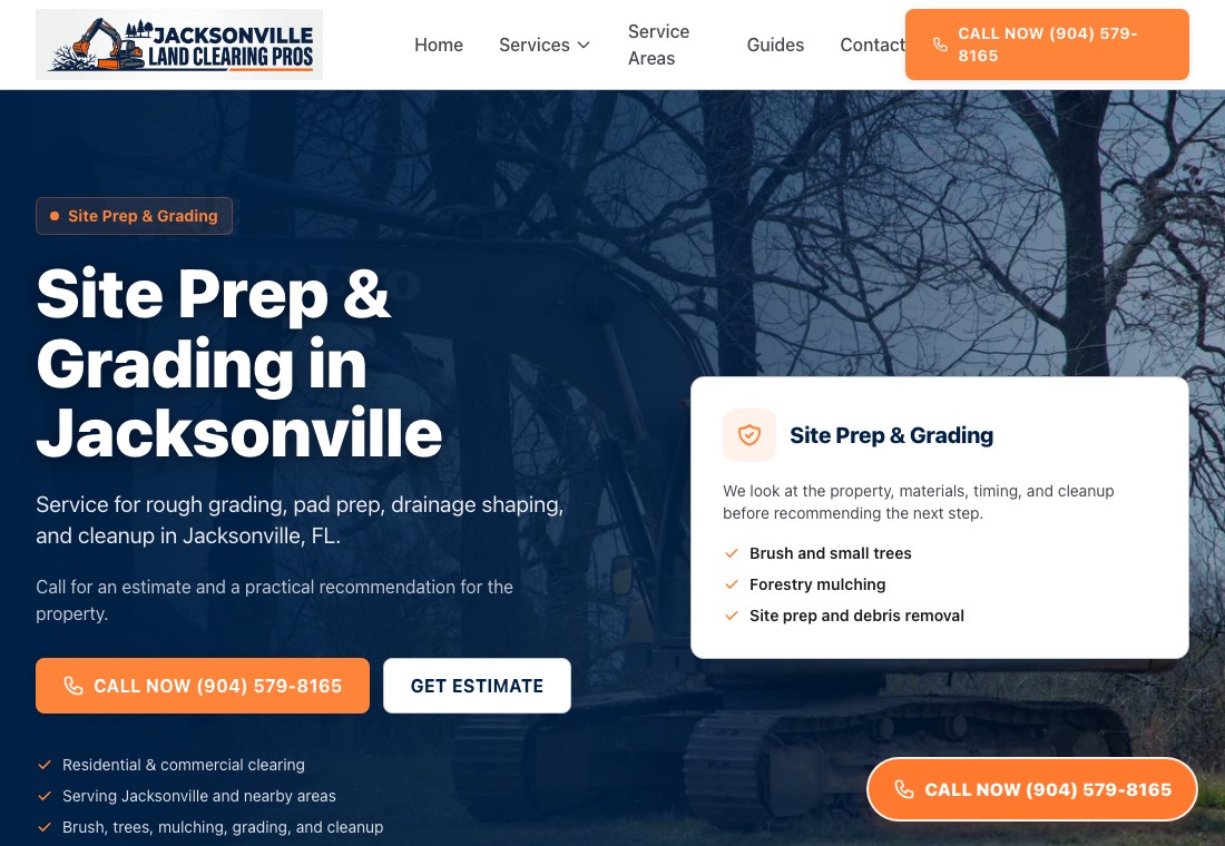 Site prep and grading screenshot for Jacksonville Land Clearing Pros