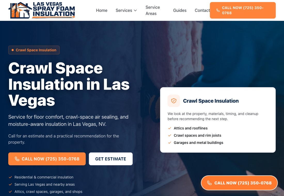 Crawl space insulation screenshot for Las Vegas Spray Foam Insulation