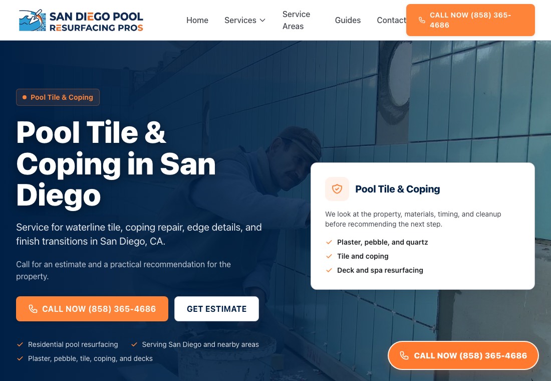 Tile and coping screenshot for San Diego Pool Resurfacing Pros